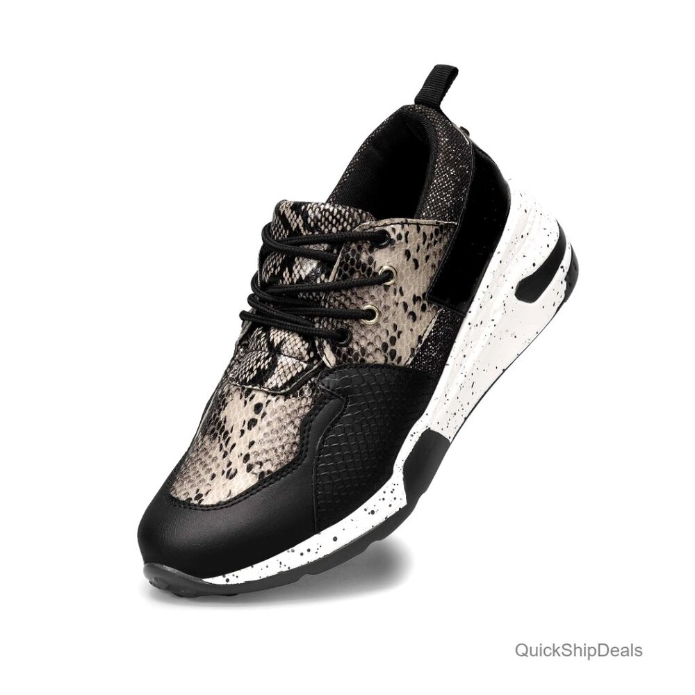 Women's Platform Wedge Sneakers with 2.5 Inch Heel, Lace Up Casual Shoes